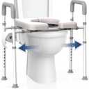 Raised Toilet Seat with Handles - FSA/HSA Eligible Adjustable Elevated Toilet Seat Riser, 300 lbs Toilet Seat Riser for Seniors, Handicap and Disabled, FSA/HSA Eligible, Fit Any Toilet
