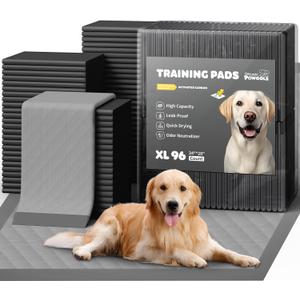 Charcoal Puppy Pads - 96 Packs, 34.0"27.6" Ultra-Large Puppy Pads, Odor-Control Carbon Pee Pads for Dogs, 6-Layer Dog Training Pads, Ultra-Absorbent & Quick-Dry Black Puppy Pads