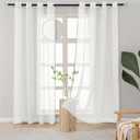 L.Z.E White Linen Sheer Curtains for Living Room, Transparent Grommet Curtains 72 Inches Long 2 Panels Set, Elegant Window Treatments with Design for Dining Room Bedroom (56" W x 72" L)