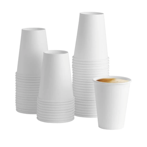 GUSTO White Paper Cups [12 oz - 100 Count] Disposable Coffee Cup for Hot Drinks – Sturdy & Eco-Friendly – Paper Cups for Tea, Cocoa & More – (Formerly Comfy Package