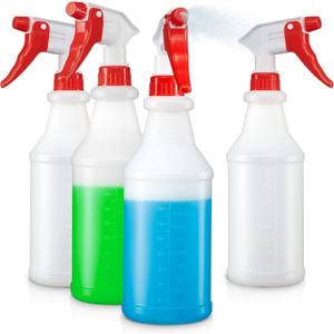 SUPER+ 4 Pack Plastic Spray Bottles 24 OZ  Leak Proof, Adjustable Nozzle, Empty Spray Bottles For Cleaning Solutions, Plants, Pet, Or Diy Spray Bottle (4)
