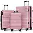 Keytang Light Weight Hardside Expandable Luggage Spinner Wheels Luggage Suitcase W/ TSA Lock, Pink, 3 Piece Set