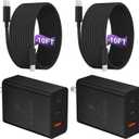 USB C Charger Block 100W, 3-Port GaN Super Fast Charger, Type C Wall Charger Adapter with 10ft USB C Charging Cable for MacBook Pro/Air,iPad Pro, iPhone 16/15Pro, Galaxy S24/S23 and More[2 Pack]-Black