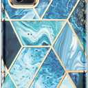 Designed for Samsung Galaxy Series [Military Grade Shockproof] Marble Full Body Protective Phone Case (Blue, Galaxy Note 20)