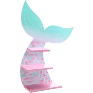 Bencailor Wall Decor Shelf Bedroom Hanging Shelf Wall Mounted Wooden Floating Bathroom Decor for Girls Bedroom Nursery Gift(Cute Mermaid), about 21.65 x 15.63 inches