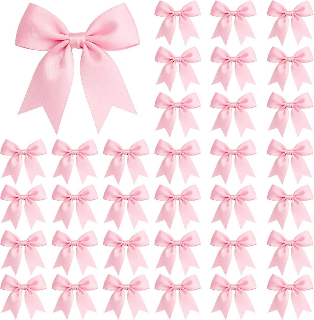 3.3 Inch Pink Bows for Gift Wrapping-50 PCS, Small Ribbon Bows for Birthday, Baby Shower and Party Decorations