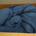 Whale Flotilla King Size Fuzzy Fleece Blanket for Bed, 90x104 Inch Fluffy Warm Soft Jacquard Blankets for All Season, Lightweight and Cozy, Navy Blue
