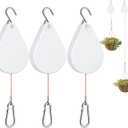 WROSWT Upgraded Retractable Plant Hanger,Plant Pulleys for Hanging Plants,Easy to Raise and Lower,Auto Lock,Heavy Duty, Adjustable Hook for Garden Baskets Pots,Birds Feeder,(3Pcs,White)