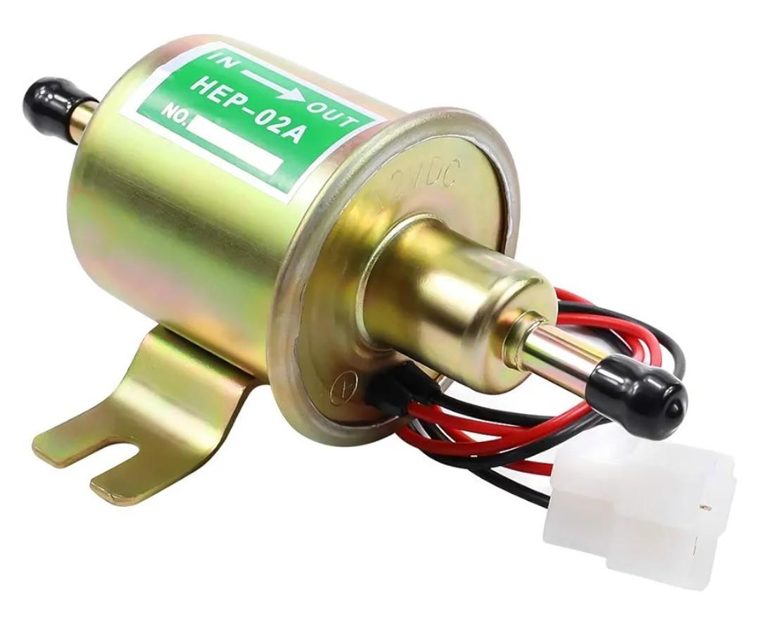 Electric Fuel Pump 12V Universal Low Pressure 12 Volt Transfer Inline Fuel Pump for Lawn Mower Carburetor Gas Diesel Engine 2.5-4psi HEP-02A
