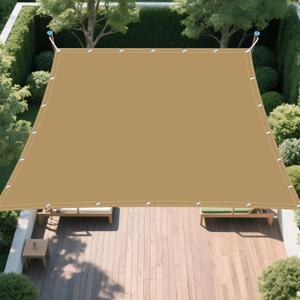 Waterproof Sun Shade Sail 6.5' x 10' Rectangle UV Block Shade Fabric Sun Shade Cloth Privacy Screen with Grommets for Backyard Yard Deck Patio Garden Outdoor Activities, Sand