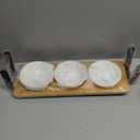 Raised Cat Food Water Bowl Elevated Tilted Kitty Dishes Set of 3 Ceramic Dish for Indoor Cats Orthopedic Pet Food Stand Reduces Vomiting 3 Bowl Cat Feeder Easy Assembly(Wood Color)