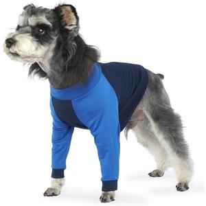 LeLePet Dog Recovery Suit for Front Legs, Dog Sleeve to Stop Licking, Elbow Protector for Leg Injuries Shoulder Wounds After Surgery Male Female,Zippered Long-Sleeved Shirt Cone Alternative (M)