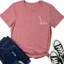 ROSEPARK Women Cute Dinosaur Graphic T-Shirts Teen Girls Funny Tees (Large, Mauve)