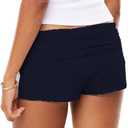 XBTCLXEBCO Womens Fold Over Shorts Y2K Low Rise Lounge Pajama Shorts Comfy Fitted Mini Pj Boxers Bottoms Sleepwear (XL)