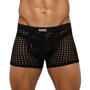 Arjen Kroos Men's Sexy Trunks Sheer Mesh Underwear Novelty Low Rise Lingerie (XX-Large, Black)