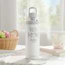 Mom Insulated Stainless Steel Water Bottle with Straw for Sports and Travel, Best Mom Ever, 32oz, Gifts for Women Mother's Day Birthday Christmas