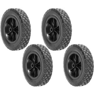 4 Pack 8 Inch Solid Rubber Wheels, Hand Truck Wheel Replacement Rubber Tire, Replacement Tire with 1/2 Bore Offset Axle for Cart, Trolley, Lawn Mover