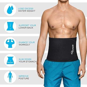 Ryaco Waist Trimmer, Waist Trainer for Women Men, Neoprene Sweat Band, Slimming Stomach Wrap for Workout, Adjustable Sizes