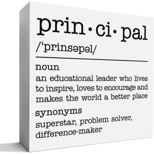 Principal Gifts for Women Men, Principal Appreciation Thank You Gifts School Principal Christmas Birthday Teacher's Day Retirement Gift, Principal Definition, Wooden Box Sign Desk Decor