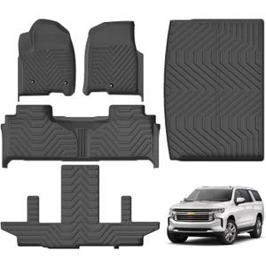 Floor Mats & Cargo for 2021-2025 Chevrolet Suburban / 2021-2025 GMC Yukon XL 7 Seats, TPE All Weather 3 Row Floor Liners and Cargo Liners Broryan
