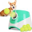 TeqHome Automatic Ball Launcher for Dogs, Dog Ball Thrower Launcher Fetch Machine with 3 Adjustable Distance & 6 Tennis Balls (2 inch),Indoor Outdoor Interactive Puppy Pet Toy for Small to Medium Dogs