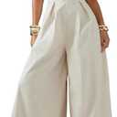 SOLY HUX Women's Zipper Front Wide Leg Jumpsuit Summer Mock Neck Sleeveless Elegant Romper, Small, Plain Apricot