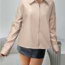 Verdusa Women's PU Leather Jacket Zip Up Long Sleeve Collared Bomber Coats Outwear (XS)