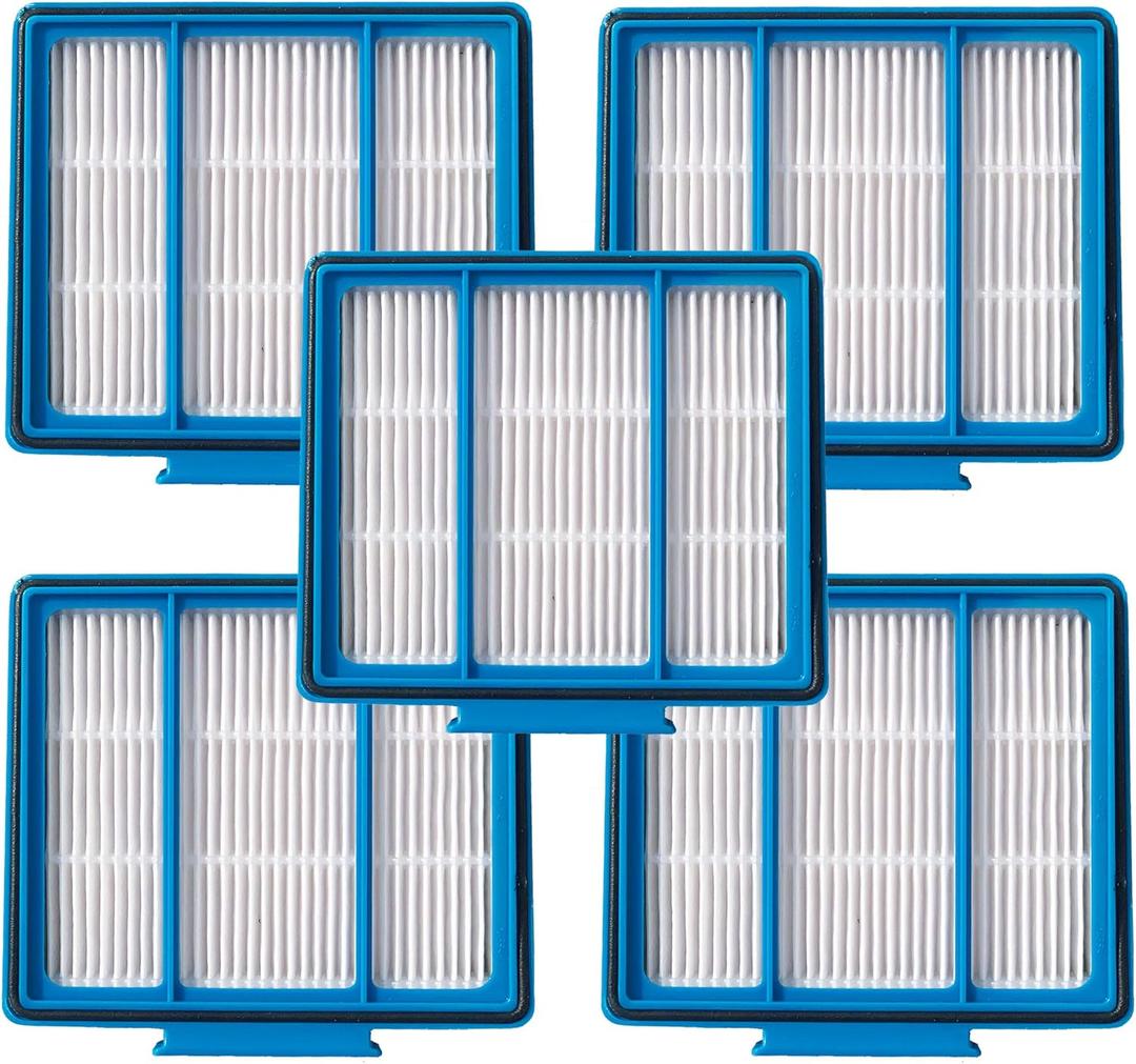 5-Pack Replacement HEPA Filter Compatible with Shark ION,IQ,EZ AI Series Vacuum AV2501AE RV1001AE AV910/911S/912S/915S AV753 RV100AE UR1000SR AV2001WD RV1001 AV752 AV2820S Part Fit # RVFFK950 (5) (BLUE)