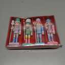 Amosfun 4pcs Wooden Nutcrackers Ornaments - 12cm Tall Soldier Nutcracker Figurines Pastel Nutcracker Tree Hanging Ornament