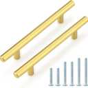 Probrico 10 Pack 5 Inch Center-to-Center Kitchen Cabinet Pulls T Bar Gold Cabinet Handles Modern Drawer Hardware Dresser Pulls, 7-1/2 inch Total Length