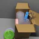 Honeydak 6 Pcs 70 Oz Round Clear Plastic Pitcher with Lid & Handle for Water Iced Tea Beverages (6 Packs Assorted Color) Jarras Para Aguas Frescas Plastic Pitcher for Easy Pouring