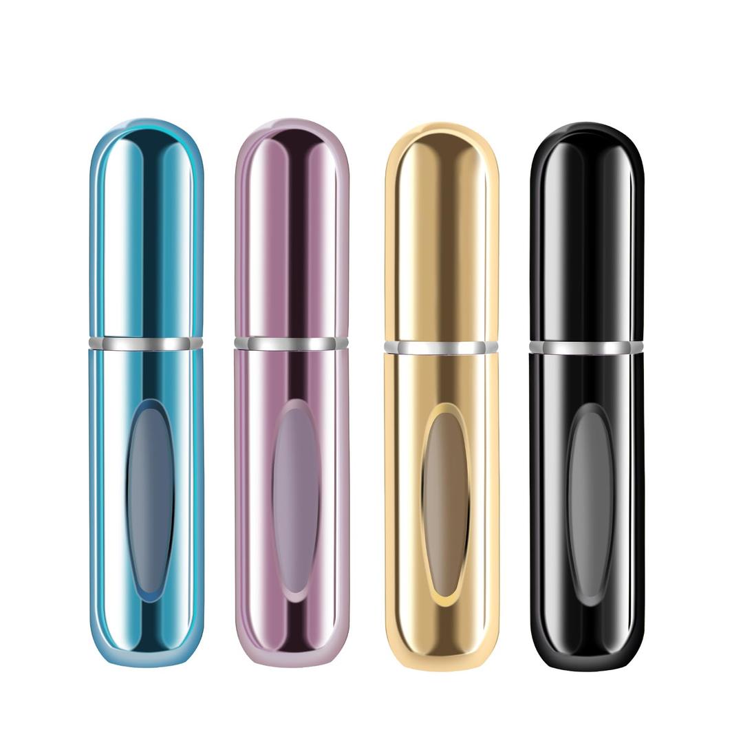 Yamadura Mini Refillable Perfume Portable Atomizer Bottle Refillable Perfume Spray, Refill Pump Case for Traveling and Outgoing (5ml, 4 Pack) 4 (Blue, Black, Gold, Pink)