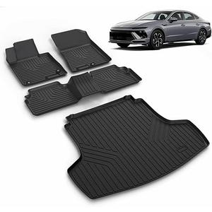All Weather Car Floor Mats & Cargo Liner Set Fit for Kia K5 2021-2025 (Only FWD Models) or for Hyundai Sonata/Sonata Hybrid 2020-2025 Floor Liners Trunk Liner Cargo Mat Accessories Black