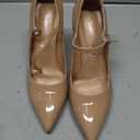 SAMMITOP Women's Pointed Toe Mary Jane Pumps High Heel Shoe with Ankle Strap (8, Beige)