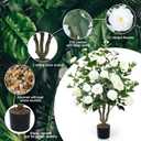 Artificial Camellia Tree 2 Pack 42" Faux Camellia Plant in Pot with 32 Blooming Flowers Fake Flower Tree Greenery Potted Plant for Indoor Outdoor Office Home Porch Decor White