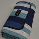 ZAZE Picnic Blankets Beach Blanket, 80''x80'' Extra Large Thick 3-Layers, Sandproof Machine Washable Waterproof Foldable Oversized XL Outdoor Mat, for Camping, Park, Travel, Grass(Blue White Stripe)