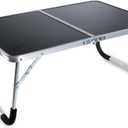 Foldable Laptop Table Lapdesk, Breakfast Bed Serving Tray, Portable Mini Picnic Desk (Black)