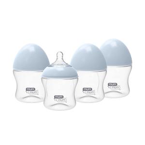 Anti-Colic Glass Baby Bottle 5oz with "S" Flow Rate Nipple for 0-3 Months, 4 Pack, MM101A