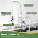 Commercial Sink Faucet,TOLSUNY Commercial Kitchen Faucet Wall Mount with Pre Rinse Sprayer,Wall Mounted Kitchen Sink Faucet for Industrial and Restaurant Sinks. (Classic, 36)