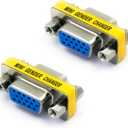 VCE VGA Female to Female Adapter, SVGA Coupler HD15 Mini Gender Changer VGA Cable Extender, 2Pack