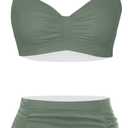 Holipick Women High Waisted Bikini Set Two Piece Swimsuit Tummy Control Bathing Suit Vintage Halter Swimwear (Medium, Olive Green)