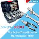 Pipe Extractor Set, 6-Piece Heavy Duty Steel Broken Pipe Extractors for Removing Damaged Threaded Pipes & Fittings from 1/8" to 1", with Durable Storage Case, Ideal Tools for Plumbers Mechanics DIY