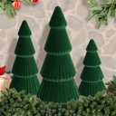Set of 3 Christmas Tree Velvet Decorations,Dark Green Modern Velvet Cone Christmas Tree Figurine Centerpieces Gifts for Xmas Holiday Table Mantel Living Room Home Decor