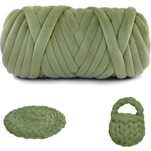Chunky Yarn for Arm Knitting, guofa 2.2LBS Soft Fleece Yarn for Throw Blanket Pillow, Hand Knitting Bag, Cat Bed and DIY Home Decorations (37 Yards, Grass Green)