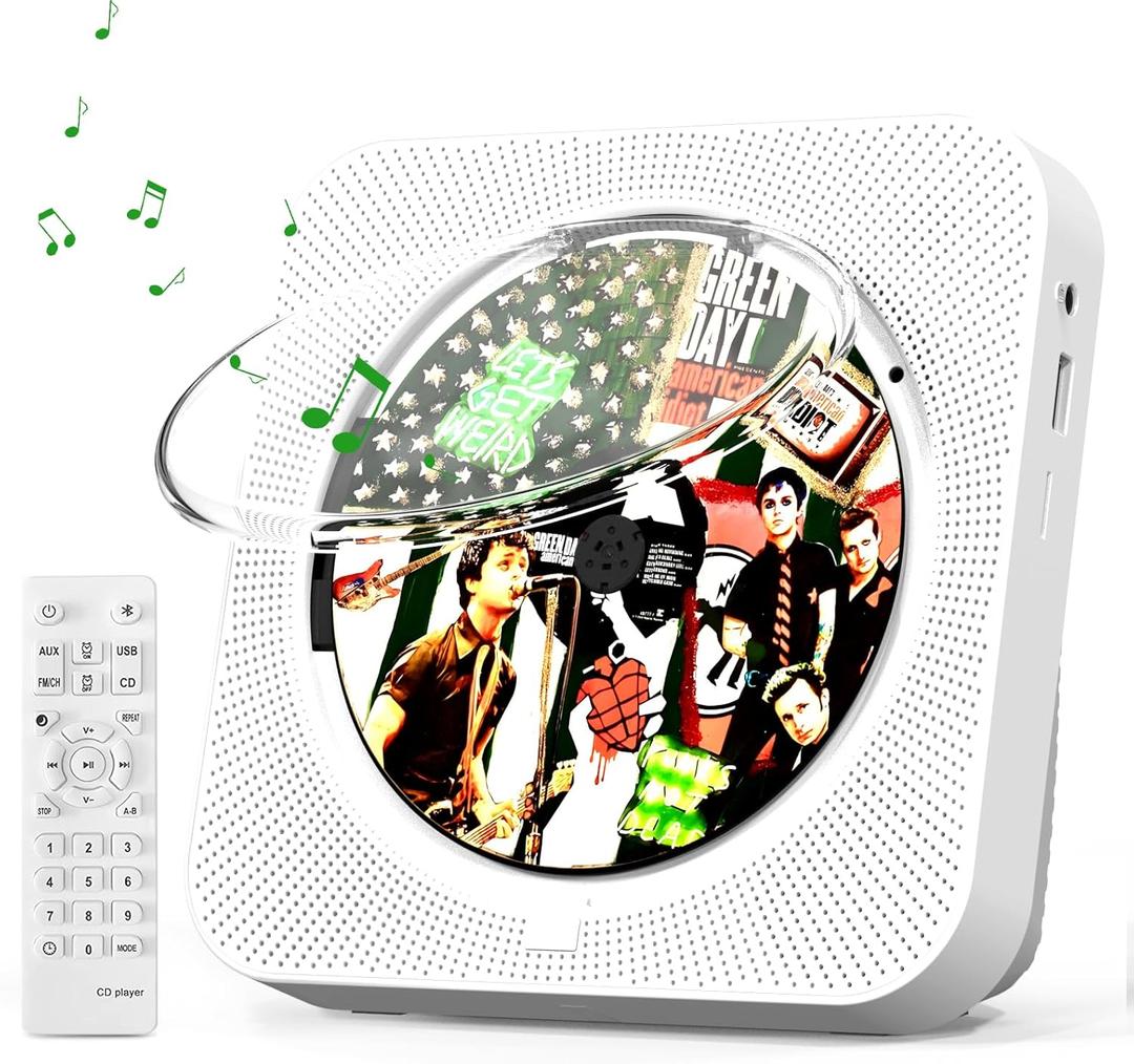 CD Player Portable | CD Player for Home,with HiFi Speakers Bluetooth | LED Display Supports CD/FM/USB/TF/AUX Audiophiles & Multi-Room Use