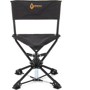 ARROWHEAD OUTDOOR 360 Degree Swivel Hunting Chair Stool Seat, Perfect for Blinds, No Sink Feet, Supports up to 450lbs, Carrying Case, Steel Frame, Fishing, High-Grade 600D Canvas (Black)