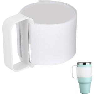Tumbler Handle for 30OZ YETI Rambler, RTIC, Owala, Ozark Trail Water Bottle, Adjustable Handle for 20Oz - 64Oz Water Bottles, Anti Slip Cooler Cup Handle for Tumblers, Travel Mug Grip (White)