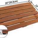VaeFae Teak Shower Mat, Non-Slip Bath Mat, Luxury Spa Mat, Wooden Mat for Bathtub, 20 x 13 in