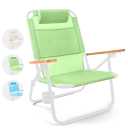 Water Buffalo Bondi Beach Chair Backpack Beach Chair for Adults with Reclining Positions, Cup Holder & High Back Support (Green)