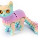 3D Printed Cat, Articulated Black Cat Toys for Adult, 3D Print Animals Fidget Toys Decor for Stress Relief, 3D Printing Cute Cat Desktop Pet (Rainbow#2(Color Random)) 